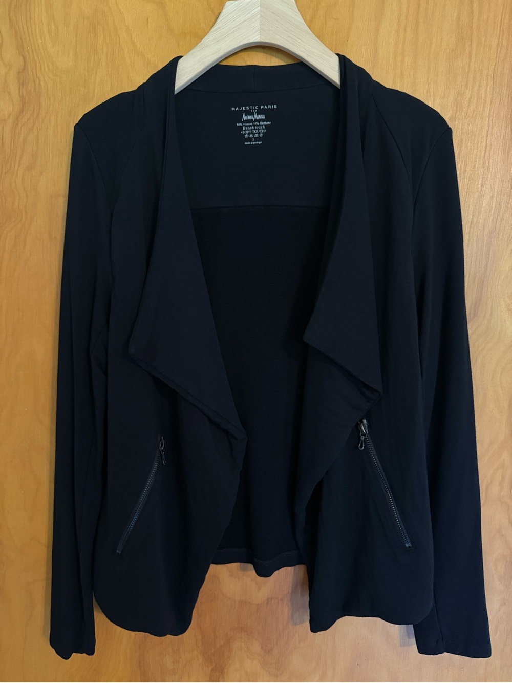 Majestic Paris for Neiman Marcus Draped French Terry Moto Jacket Size M Black